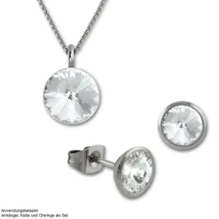 Amello Kettenanhänger Edelstahl Zirkonias Zirkonia weiß ESHS02W