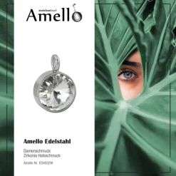 Amello Kettenanhänger Edelstahl Zirkonias Zirkonia weiß ESHS02W