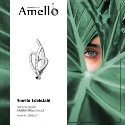 Amello Kettenanhänger Verschlungenes Herz Zirkonia Edelstahlschmuck ESHS52W