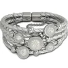 Amello Leder Armband silber Kreise Zirkona weiß Edelstahl Verschluss LAQ013J1