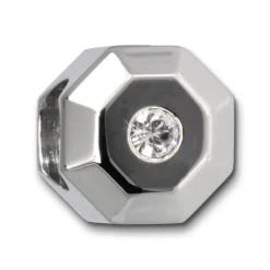Amello Megabead Edelstahl 8-Eck Zirkonias Armbandbead AMZ314W