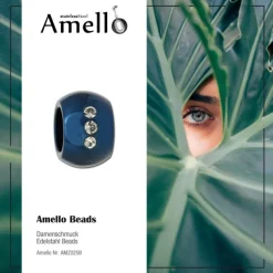 Amello Megabead Stahl Kugel blau Zirkonias Armband AMZ025B