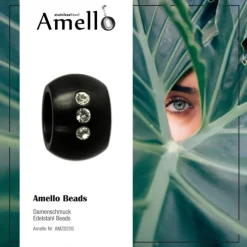 Amello Megabead Stahl Kugel schwarz Zirkonias Armband AMZ025S