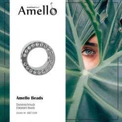 Amello Megabead Stahl Zirkonias Rad weiß Armband AMZ105W