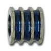 Amello Megabeads Edelstahl Bead gerillt blau Armbandbead AMB223B