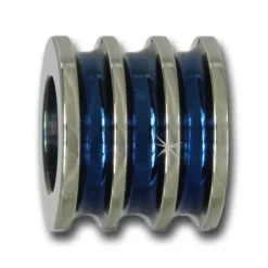 Amello Megabeads Edelstahl Bead gerillt blau Armbandbead AMB223B