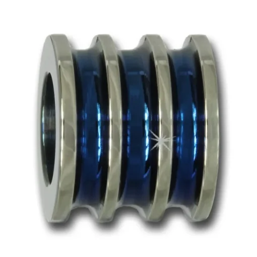 Amello Megabeads Edelstahl Bead gerillt blau Armbandbead AMB223B