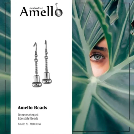Amello Megabeads Edelstahl Ohrhänger für Beads Edelstahlohrringe AMO001W