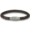 Amello Megabeads Leder Armband brau mit Edelstahl Verschluß AMA474N20