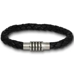 Amello Megabeads Leder Armband schwarz Edelstahl Verschluß AMA475S19