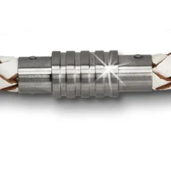 Amello Megabeads Leder Armband weiß mit Edelstahl Verschluß AMA474W19