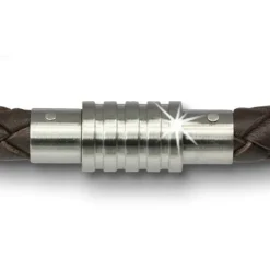 Amello Megabeads Leder Armband brau mit Edelstahl Verschluß AMA474N19