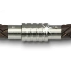 Amello Megabeads Leder Armband brau mit Edelstahl Verschluß AMA474N22