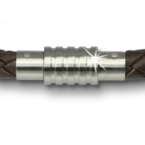 Amello Megabeads Leder Armband brau mit Edelstahl Verschluß AMA474N22