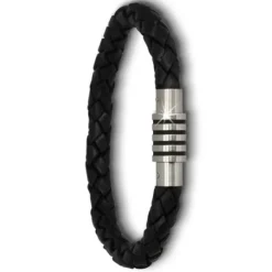 Amello Megabeads Leder Armband schwarz Edelstahl Verschluß AMA475S19