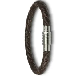 Amello Megabeads Leder Armband brau mit Edelstahl Verschluß AMA474N19