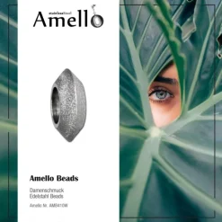 Amello Megabeads Stahl Bead Kreisel diamantiert Armbandbead AMB410W