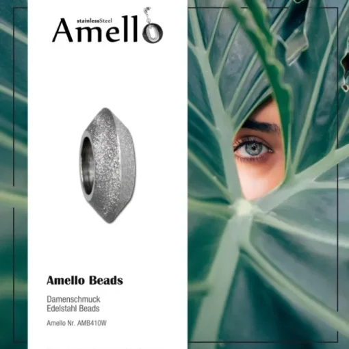 Amello Megabeads Stahl Bead Kreisel diamantiert Armbandbead AMB410W