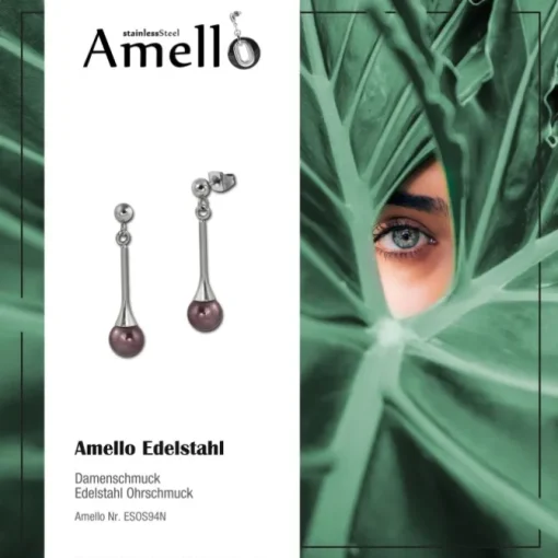 Amello Ohrhänger Kugel braun Edelstahl Damen Ohrring ESOS94N