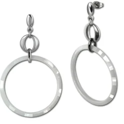 Amello Ohrringe Keramik Circle weiß Damen Edelstahlschmuck ESOX14W