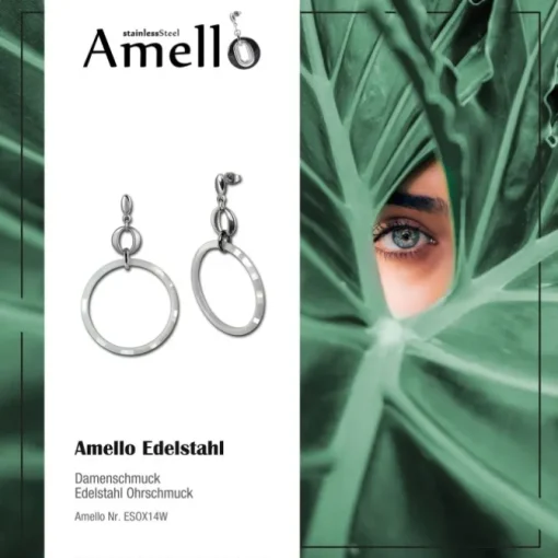 Amello Ohrringe Keramik Circle weiß Damen Edelstahlschmuck ESOX14W
