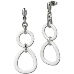 Amello Ohrringe Keramik Dreieck weiß Damen Edelstahlschmuck ESOX07W