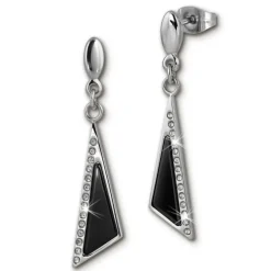 Amello Ohrringe Keramik Dreieck Zirkonia schwarz Damen Edelstahlschmuck ESOX43S