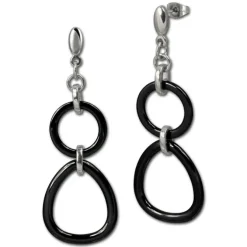 Amello Ohrringe Keramik Dreieck schwarz Damen Edelstahlschmuck ESOX07S