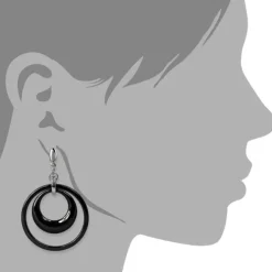 Amello Ohrringe Keramik Doppel schwarz Damen Edelstahlschmuck ESOX05S