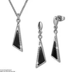 Amello Ohrringe Keramik Dreieck Zirkonia schwarz Damen Edelstahlschmuck ESOX43S