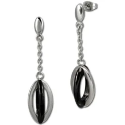 Amello Ohrringe Keramik Ellipse schwarz Damen Edelstahlschmuck ESOX09S