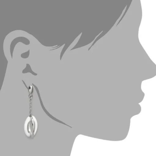 Amello Ohrringe Keramik Ellipse weiß Damen Edelstahlschmuck ESOX09W