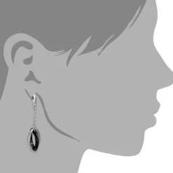 Amello Ohrringe Keramik Ellipse schwarz Damen Edelstahlschmuck ESOX09S