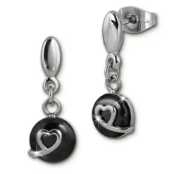 Amello Ohrringe Keramik Herzchen schwarz Damen Edelstahlschmuck ESOX34S
