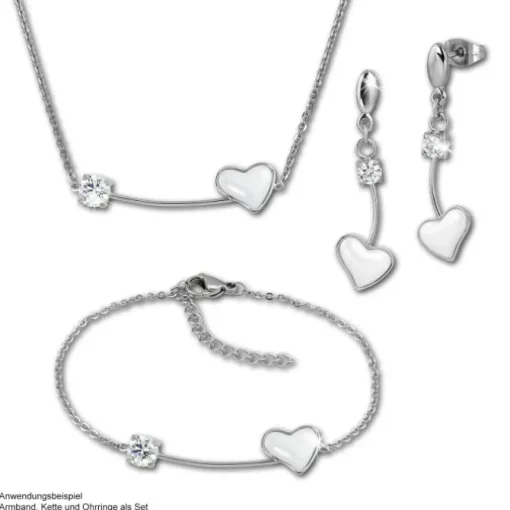 Amello Ohrringe Keramik Herz Zirkonia weiß Damen Edelstahlschmuck ESOX40W