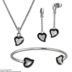 Amello Ohrringe Keramik Herz schwarz Damen Edelstahlschmuck ESOX33S