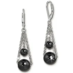 Amello Ohrringe Keramik Kugeln schwarz Damen Edelstahlschmuck ESOX44S