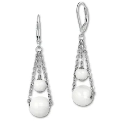 Amello Ohrringe Keramik Kugeln weiß Damen Edelstahlschmuck ESOX44W