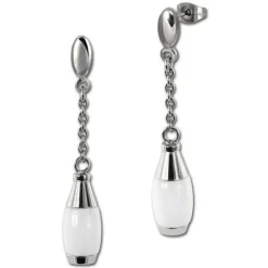 Amello Ohrringe Keramik Kegel weiß Damen Edelstahlschmuck ESOX15W