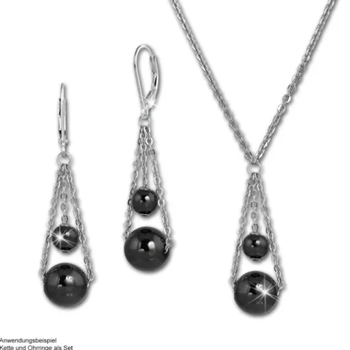 Amello Ohrringe Keramik Kugeln schwarz Damen Edelstahlschmuck ESOX44S