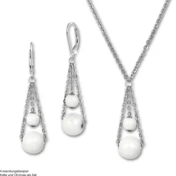 Amello Ohrringe Keramik Kugeln weiß Damen Edelstahlschmuck ESOX44W