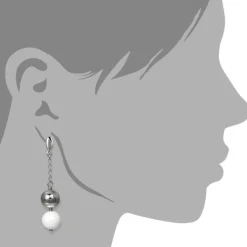 Amello Ohrringe Keramik Kugeln weiß Damen Edelstahlschmuck ESOX12W
