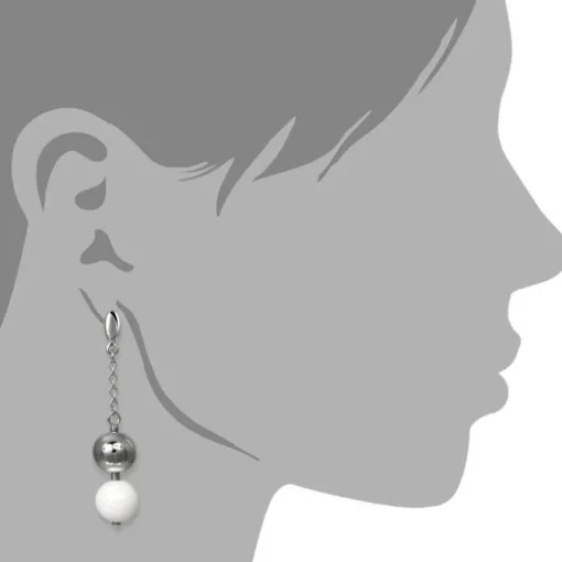 Amello Ohrringe Keramik Kugeln weiß Damen Edelstahlschmuck ESOX12W