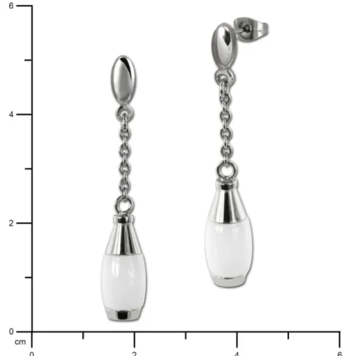 Amello Ohrringe Keramik Kegel weiß Damen Edelstahlschmuck ESOX15W