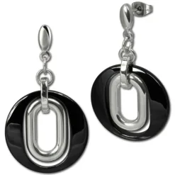 Amello Ohrringe Keramik Magic schwarz Damen Edelstahlschmuck ESOX03S