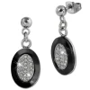 Amello Ohrringe Keramik oval Zirkonia schwarz Damen Edelstahlschmuck ESOX32S