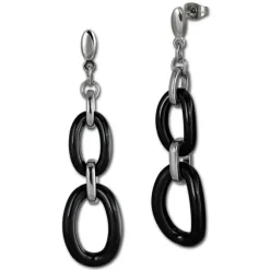 Amello Ohrringe Keramik Ovale schwarz Damen Edelstahlschmuck ESOX16S