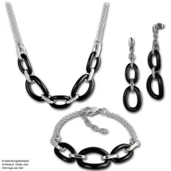 Amello Ohrringe Keramik Ovale schwarz Damen Edelstahlschmuck ESOX16S