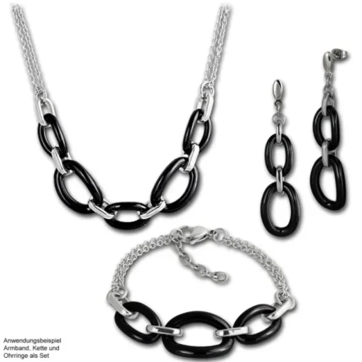 Amello Ohrringe Keramik Ovale schwarz Damen Edelstahlschmuck ESOX16S