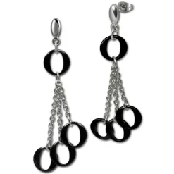 Amello Ohrringe Keramik Ringe schwarz Damen Edelstahlschmuck ESOX02S